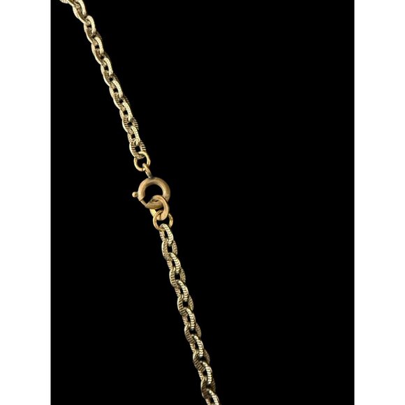 Vtg W Germany Gold-Tone Necklace Faux Turquoise & Pearl Filigree Pendant SIGNED - Picture 6 of 9